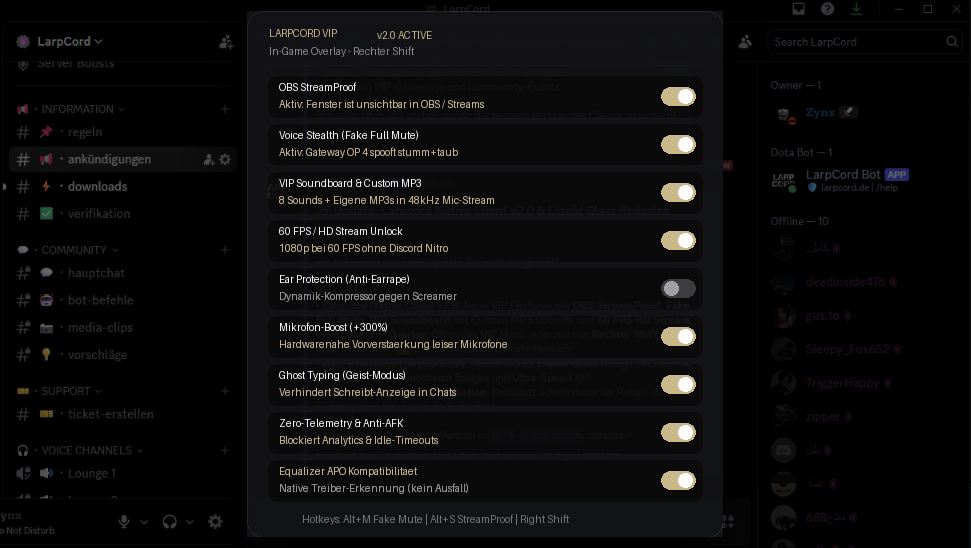 VIP Menu Overlay